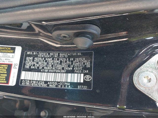 46192809 :رقم المزاد ، 4T1BF1FK7FU943067 vin ، 2015 Toyota Camry Le/xle/se/xse مزاد بيع