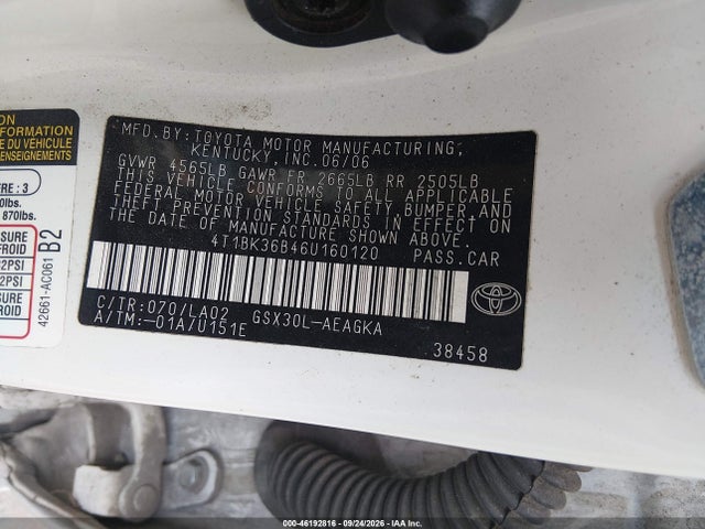2006 Toyota Avalon Xls მანქანა იყიდება აუქციონზე, vin: 4T1BK36B46U160120, აუქციონის ნომერი: 46192816
