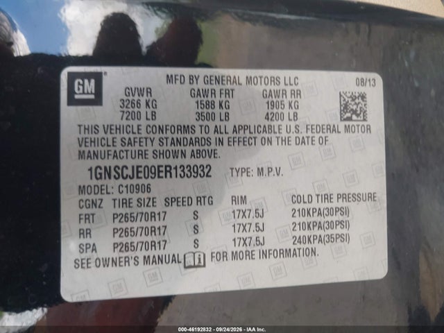 Продаж на аукціоні авто 2014 Chevrolet Suburban 1500 Lt, vin: 1GNSCJE09ER133932, номер лоту: 46192832