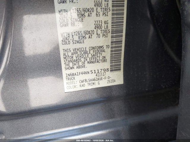 Продажа на аукционе авто 2019 Nissan Titan Xd Sv Diesel, vin: 1N6BA1F44KN511798, номер лота: 46192863