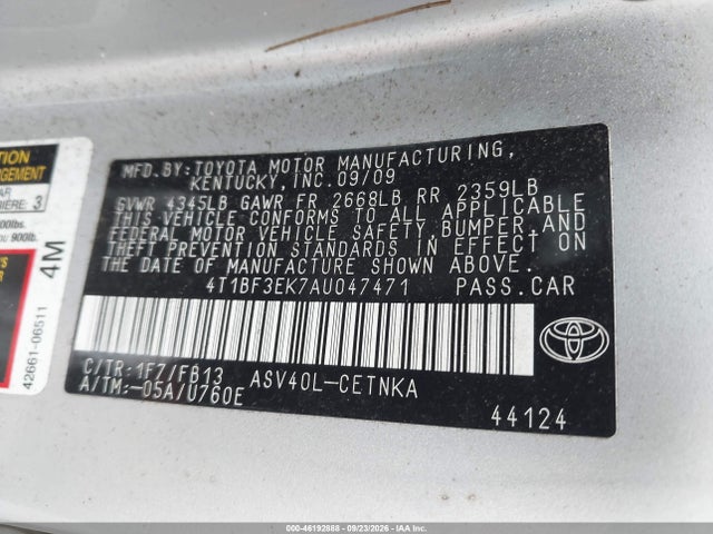 Aukcja sprzedaży 2010 Toyota Camry Le, vin: 4T1BF3EK7AU047471, numer aukcji: 46192888