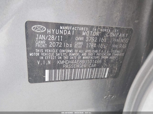 2011 Hyundai Elantra Gls (ulsan Plant) მანქანა იყიდება აუქციონზე, vin: KMHDH4AE8BU101466, აუქციონის ნომერი: 46192960