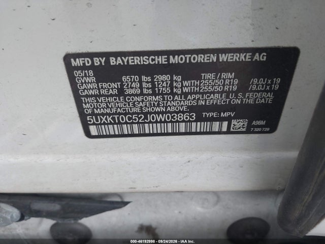 Aukcja sprzedaży 2018 Bmw X5 Edrive Xdrive40e Iperformance, vin: 5UXKT0C52J0W03863, numer aukcji: 46192998
