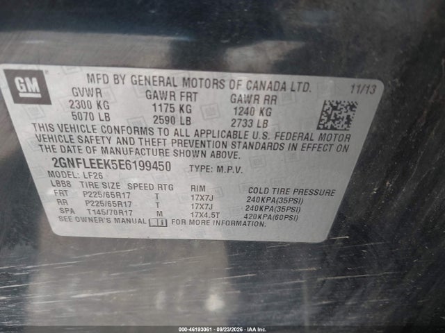 Aukcja sprzedaży 2014 Chevrolet Equinox Ls, vin: 2GNFLEEK5E6199450, numer aukcji: 46193061