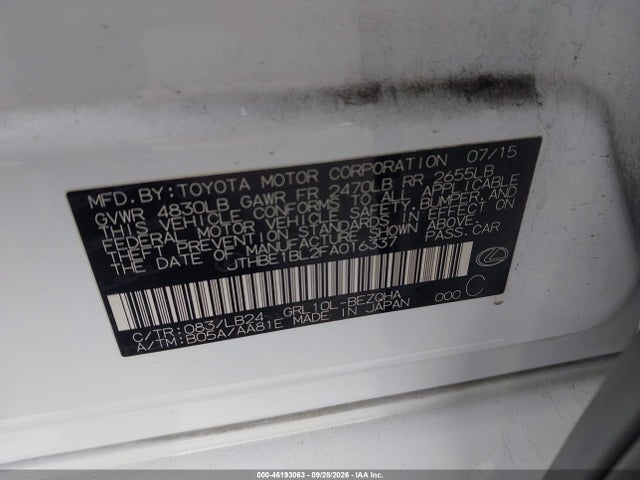 Lexus GS 350 2015 JTHBE1BL2FA016337 Image 9