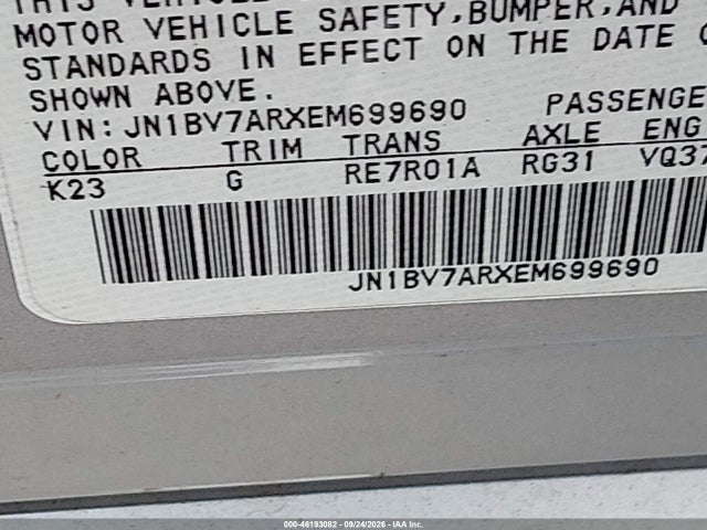 Aukcja sprzedaży 2014 Infiniti Q50 Premium, vin: JN1BV7ARXEM699690, numer aukcji: 46193082