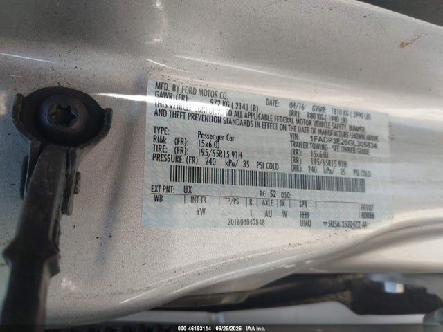 1FADP3E26GL305834 Ford FOCUS S