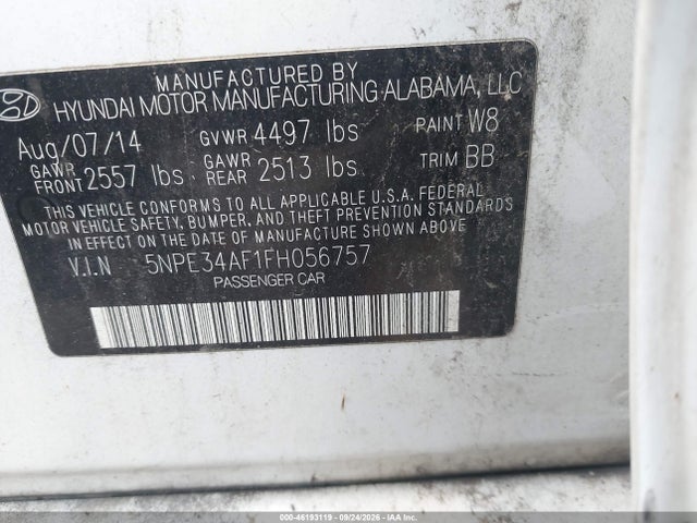 Продажа на аукционе авто 2015 Hyundai Sonata 2.4l Sport, vin: 5NPE34AF1FH056757, номер лота: 46193119