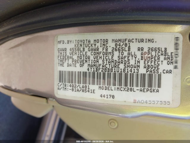 Продажа на аукционе авто 2001 Toyota Avalon Xls, vin: 4T1BF28B81U181413, номер лота: 46193205