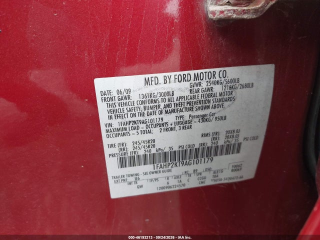 Продаж на аукціоні авто 2010 Ford Taurus Sho, vin: 1FAHP2KT9AG101179, номер лоту: 46193213