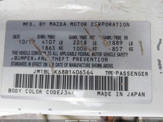 46193223 :رقم المزاد ، JM1BL1K68B1406564 vin ، 2011 Mazda Mazda3 S Sport مزاد بيع