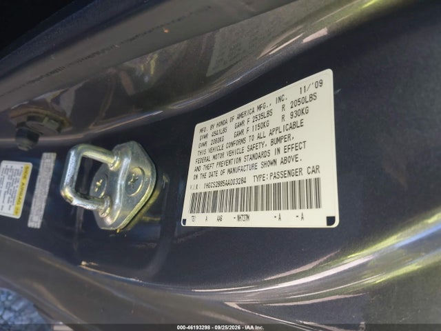 46193298 :رقم المزاد ، 1HGCS2B85AA003284 vin ، 2010 Honda Accord 3.5 Ex-l مزاد بيع