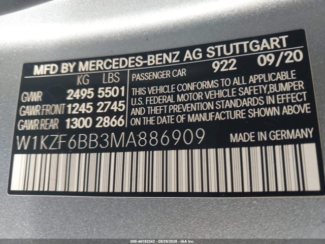 Продаж на аукціоні авто 2021 Mercedes-benz E-class Amg E 53, vin: W1KZF6BB3MA886909, номер лоту: 46193342