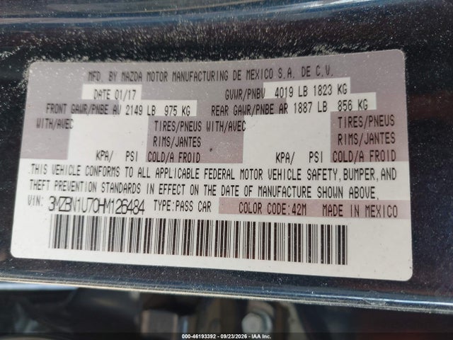 3MZBN1U70HM126484 Mazda Mazda3 Sport