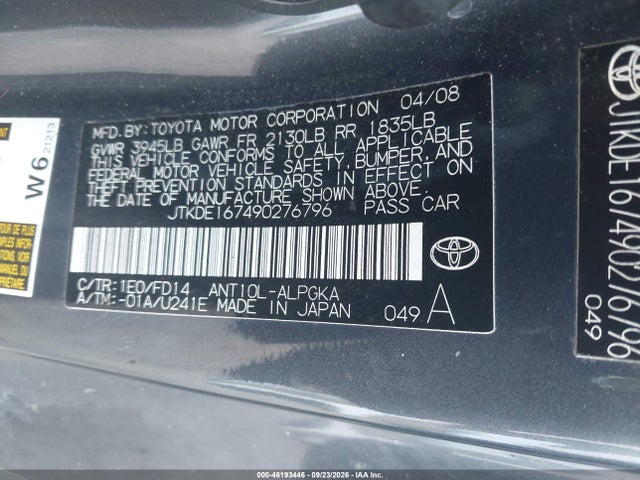 Продажа на аукционе авто 2009 Scion Tc, vin: JTKDE167490276796, номер лота: 46193446