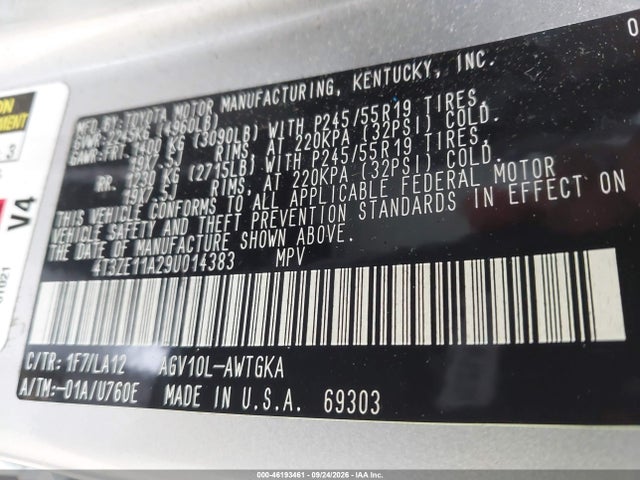 Продаж на аукціоні авто 2009 Toyota Venza, vin: 4T3ZE11A29U014383, номер лоту: 46193461
