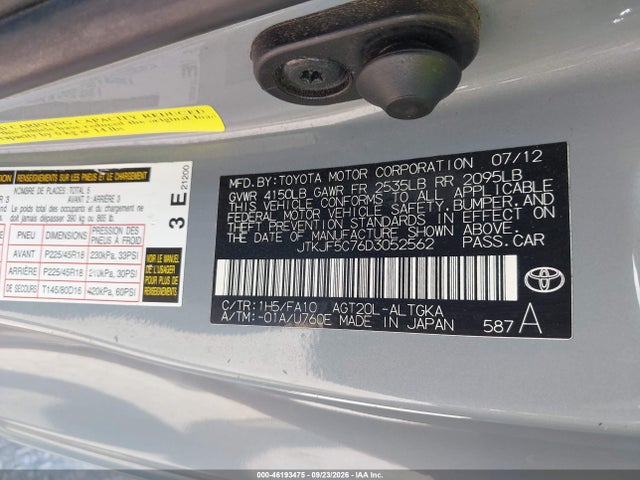 Aukcja sprzedaży 2013 Toyota Scion Tc, vin: JTKJF5C76D3052562, numer aukcji: 46193475