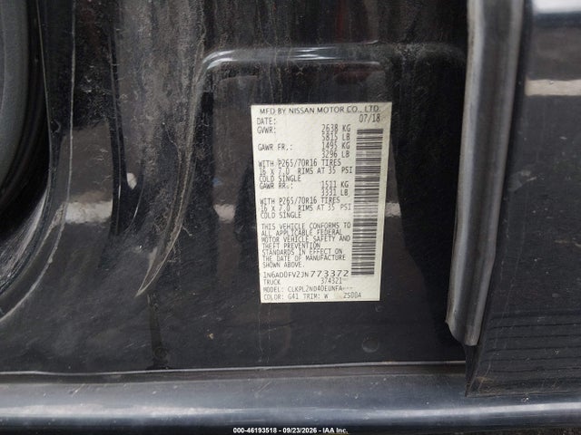 2018 Nissan Frontier Sv მანქანა იყიდება აუქციონზე, vin: 1N6AD0FV2JN773372, აუქციონის ნომერი: 46193518
