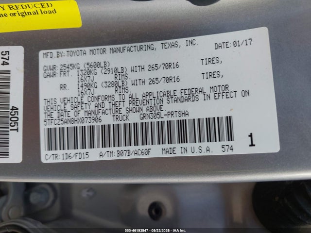 Aukcja sprzedaży 2017 Toyota Tacoma Trd Off Road, vin: 5TFCZ5AN8HX073906, numer aukcji: 46193547