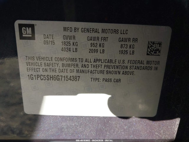 Продаж на аукціоні авто 2016 Chevrolet Cruze Limited Ls, vin: 1G1PC5SH6G7154387, номер лоту: 46193602