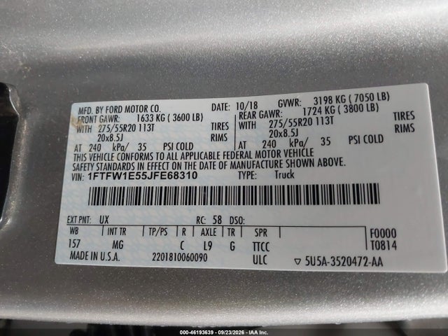 Ford F-150 Xlt 2018 1FTFW1E55JFE68310 Image 9