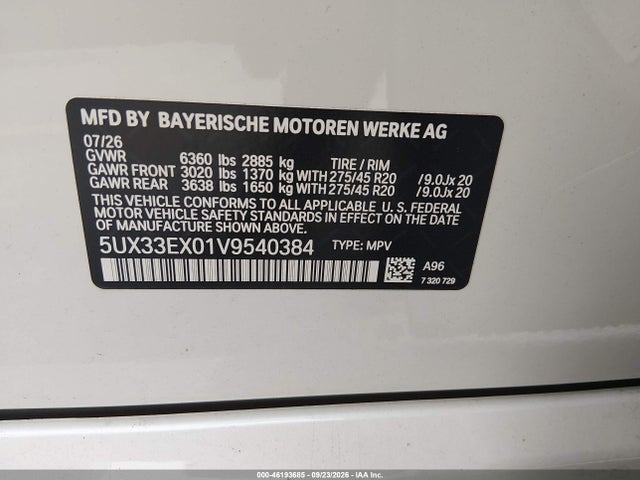 Продаж на аукціоні авто 2027 Bmw X6, vin: 5UX33EX01V9540384, номер лоту: 46193685