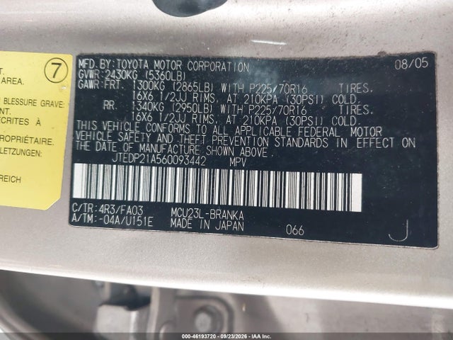Продажа на аукционе авто 2006 Toyota Highlander V6, vin: JTEDP21A560093442, номер лота: 46193720