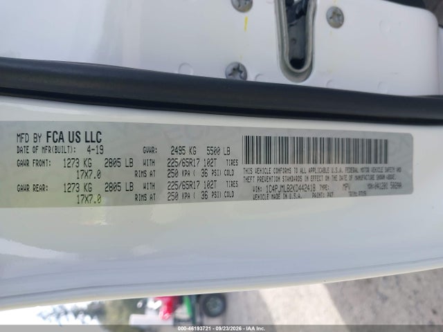 Aukcja sprzedaży 2019 Jeep Cherokee Latitude Plus 4x4, vin: 1C4PJMLB2KD442418, numer aukcji: 46193721