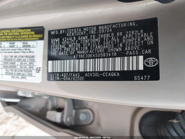 Aukcja sprzedaży 2005 Toyota Camry Xle, vin: 4T1BE30K45U983418, numer aukcji: 46193735