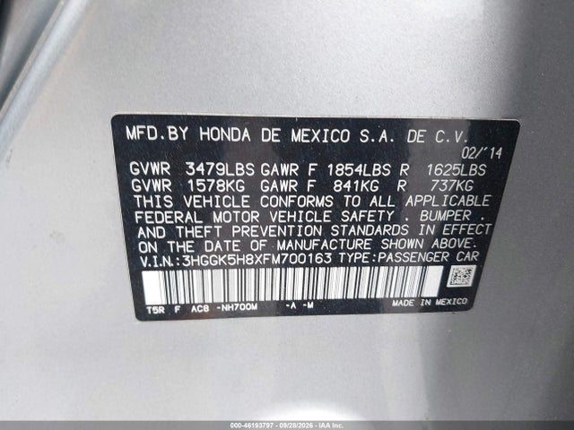 3HGGK5H8XFM700163 Honda Fit Ex/ex-l