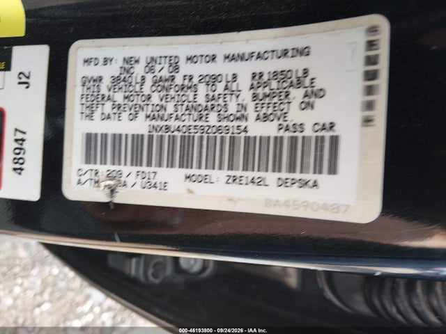 Продаж на аукціоні авто 2009 Toyota Corolla S, vin: 1NXBU40E59Z069154, номер лоту: 46193800