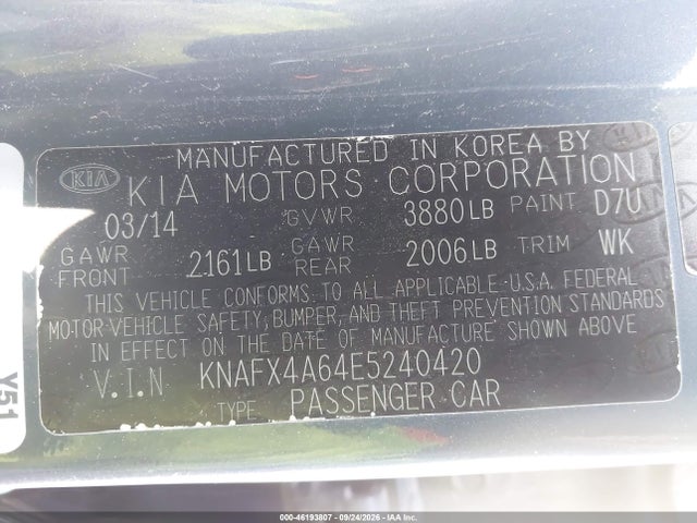 Продаж на аукціоні авто 2014 Kia Forte Lx, vin: KNAFX4A64E5240420, номер лоту: 46193807