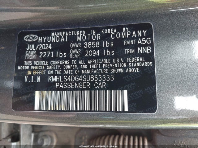 46193908 :رقم المزاد ، KMHLS4DG4SU863333 vin ، 2025 Hyundai Elantra Sel Convenience مزاد بيع