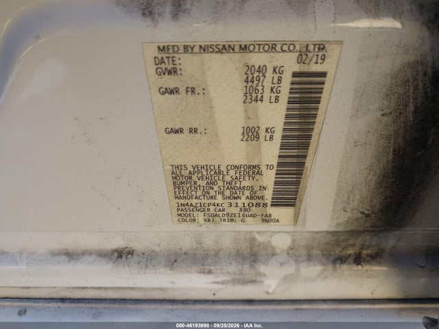 1N4AZ1CP4KC311088 Nissan LEAF SV