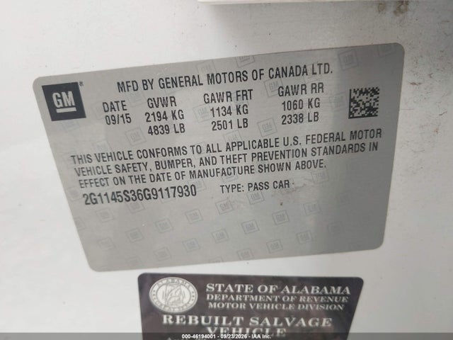 Chevrolet IMPALA LTZ 2016 2G1145S36G9117930 Image 9