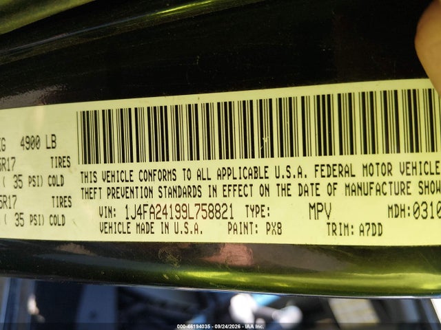 Продаж на аукціоні авто 2009 Jeep Wrangler X, vin: 1J4FA24199L758821, номер лоту: 46194035