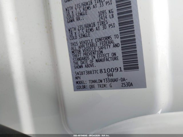 2026 Nissan Rogue Sv მანქანა იყიდება აუქციონზე, vin: 5N1BT3BB3TC810091, აუქციონის ნომერი: 46194045