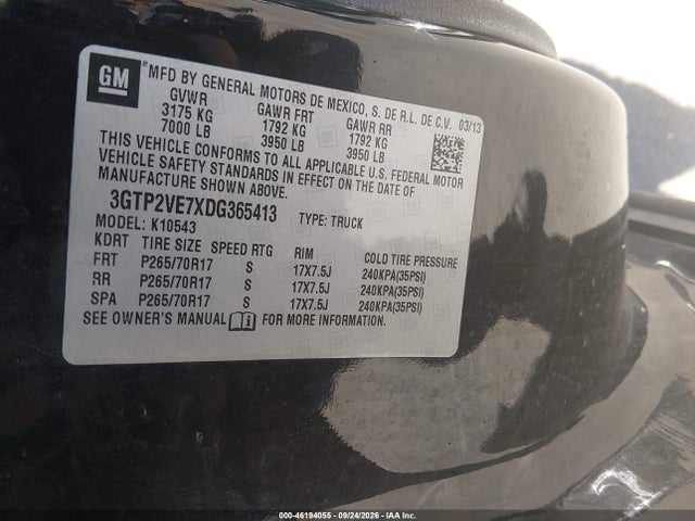 Продажа на аукционе авто 2013 Gmc Sierra 1500 Sle, vin: 3GTP2VE7XDG365413, номер лота: 46194055