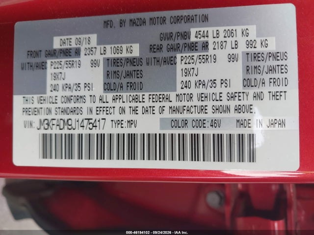 Продаж на аукціоні авто 2018 Mazda Cx-5 Grand Touring, vin: JM3KFADM9J1475417, номер лоту: 46194102