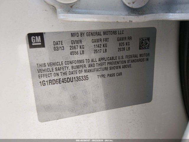 Продаж на аукціоні авто 2013 Chevrolet Volt, vin: 1G1RD6E45DU136335, номер лоту: 46194107