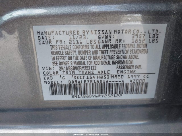 Продаж на аукціоні авто 2024 Nissan Sentra S Xtronic Cvt, vin: 3N1AB8BV6RY252122, номер лоту: 46194172