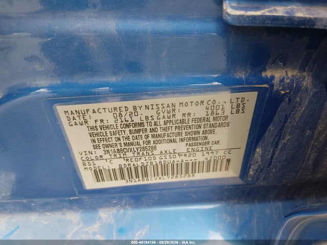 Aukcja sprzedaży 2020 Nissan Sentra Sv Xtronic Cvt, vin: 3N1AB8CVXLY285288, numer aukcji: 46194196
