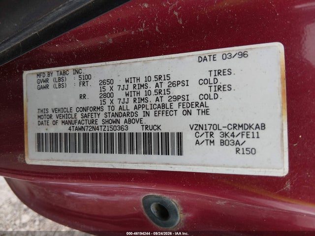 Aukcja sprzedaży 1996 Toyota Tacoma Xtracab, vin: 4TAWN72N4TZ150363, numer aukcji: 46194244
