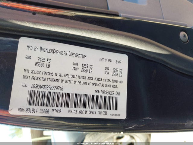 Продаж на аукціоні авто 2007 Dodge Charger, vin: 2B3KA43G27H770746, номер лоту: 46194278