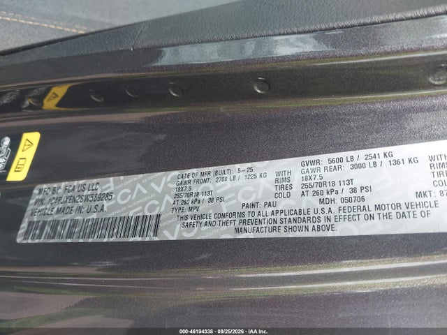 Продажа на аукционе авто 2025 Jeep Wrangler 4-door Sahara 4x4, vin: 1C4PJXEN2SW589285, номер лота: 46194338