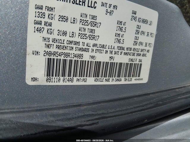 Aukcja sprzedaży 2008 Chrysler Town & Country Touring, vin: 2A8HR54P98R134089, numer aukcji: 46194403