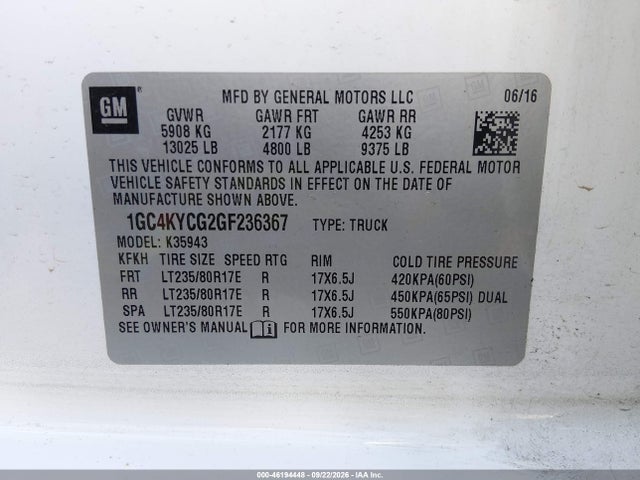 Продаж на аукціоні авто 2016 Chevrolet Silverado 3500hd Wt, vin: 1GC4KYCG2GF236367, номер лоту: 46194448