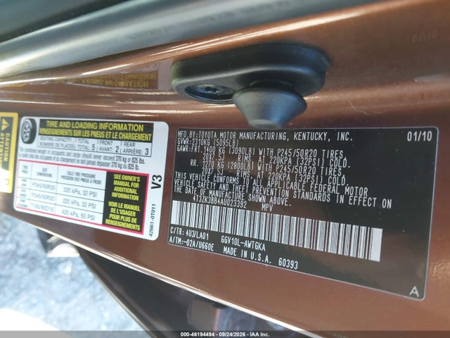 Продажа на аукционе авто 2010 Toyota Venza Base V6 (a6), vin: 4T3ZK3BB4AU023392, номер лота: 46194494