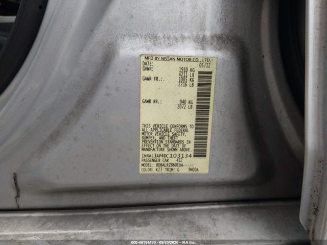 Продаж на аукціоні авто 2013 Nissan Altima 2.5 S, vin: 1N4AL3AP4DC103134, номер лоту: 46194499