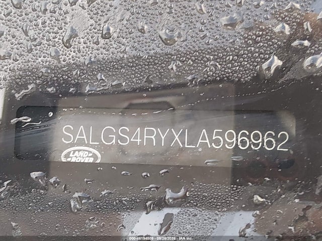 46194509 :رقم المزاد ، SALGS4RYXLA596962 vin ، 2020 Land Rover Range Rover Hse مزاد بيع